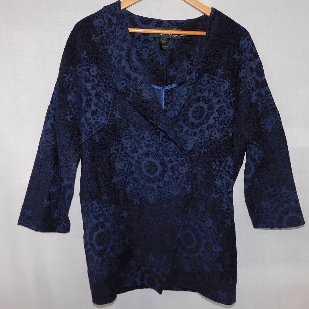 Desigual Blue Textured Pattern Blazer Jacket madala Womens 40 XL